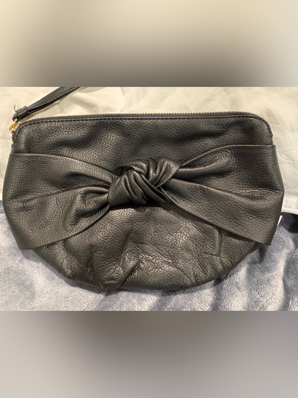 Antonio Melani Black Knot-Front Leather Wristlet Clutch: EUC